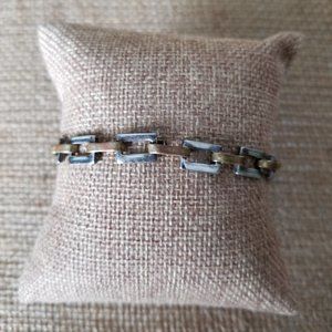 Silver 925 and Brass Square Link Bracelet